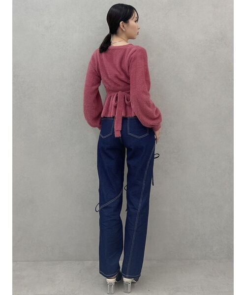 dazzlin(ダズリン)の「ミニシャギーペプラムカーデトップス(ニット/セーター・レディース・チャコールグレー/レッド/オフホワイト・FREE)」の15枚目の写真