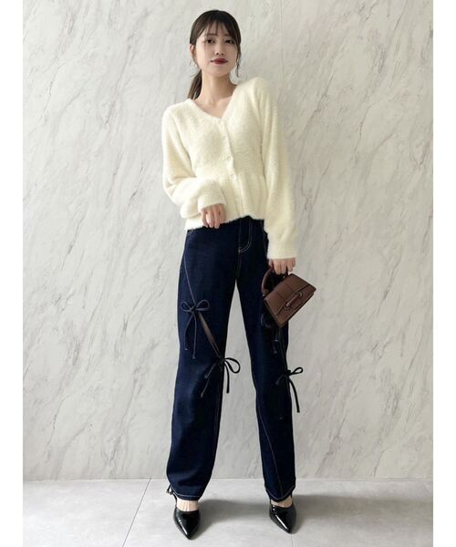 dazzlin(ダズリン)の「ミニシャギーペプラムカーデトップス(ニット/セーター・レディース・チャコールグレー/レッド/オフホワイト・FREE)」の20枚目の写真