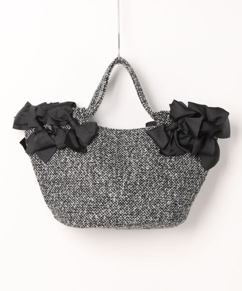 MIAN （ミアン）の「【MIAN】フリルリボンツイードバッグ(846340)（ハンドバッグ・レディース・ベージュ/ブラック・ALL）」の3枚目の写真