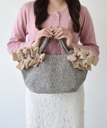 MIAN  | 【MIAN】フリルリボンツイードバッグ(846340)(ハンドバッグ)