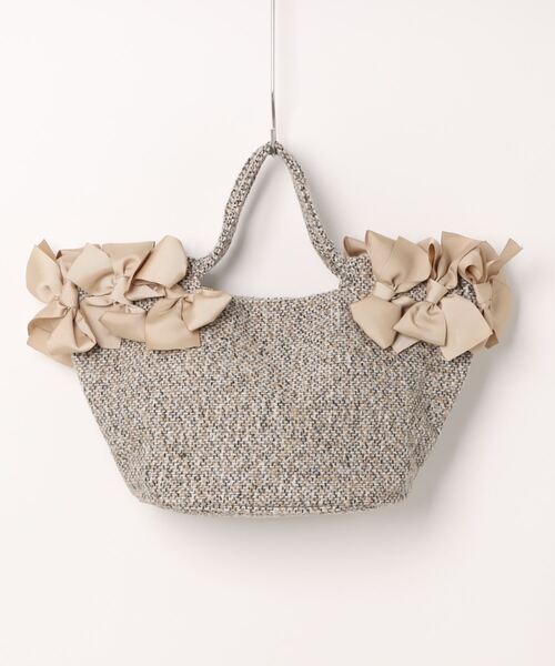 MIAN （ミアン）の「【MIAN】フリルリボンツイードバッグ(846340)（ハンドバッグ・レディース・ベージュ/ブラック・ALL）」の7枚目の写真