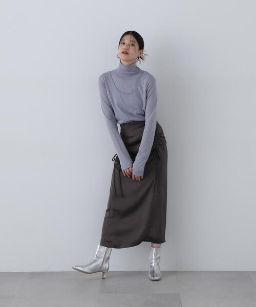 N.(N. Natural Beauty Basic)(エヌエヌナチュラルビューティーベーシック)の「◆タンクレイヤータートルニット(ニット/セーター・レディース・グレー/クリーム/ピンク・MEDIUM)」の4枚目の写真