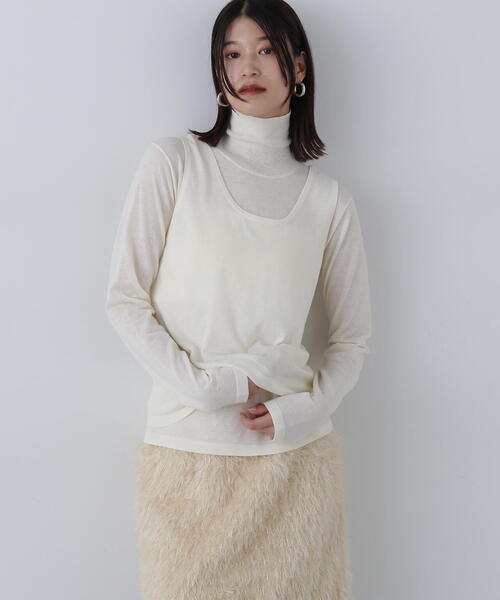 N.(N. Natural Beauty Basic)(エヌエヌナチュラルビューティーベーシック)の「◆タンクレイヤータートルニット(ニット/セーター・レディース・グレー/クリーム/ピンク・MEDIUM)」の8枚目の写真