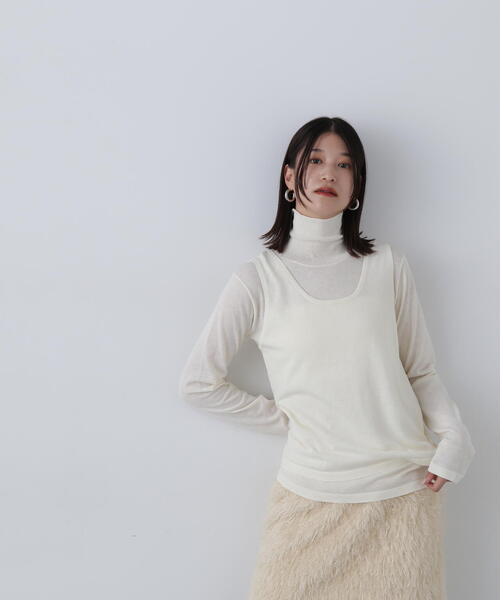 N.(N. Natural Beauty Basic)(エヌエヌナチュラルビューティーベーシック)の「◆タンクレイヤータートルニット(ニット/セーター・レディース・グレー/クリーム/ピンク・MEDIUM)」の10枚目の写真