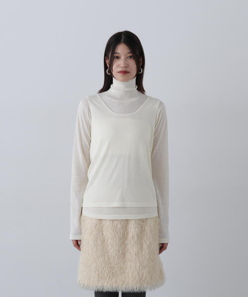 N.(N. Natural Beauty Basic)(エヌエヌナチュラルビューティーベーシック)の「◆タンクレイヤータートルニット(ニット/セーター・レディース・グレー/クリーム/ピンク・MEDIUM)」の14枚目の写真