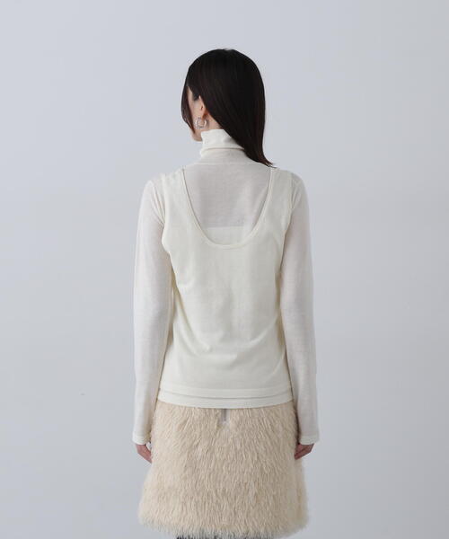 N.(N. Natural Beauty Basic)(エヌエヌナチュラルビューティーベーシック)の「◆タンクレイヤータートルニット(ニット/セーター・レディース・グレー/クリーム/ピンク・MEDIUM)」の16枚目の写真