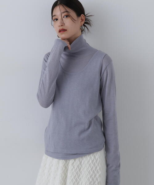 N.(N. Natural Beauty Basic)(エヌエヌナチュラルビューティーベーシック)の「◆タンクレイヤータートルニット(ニット/セーター・レディース・グレー/クリーム/ピンク・MEDIUM)」の2枚目の写真