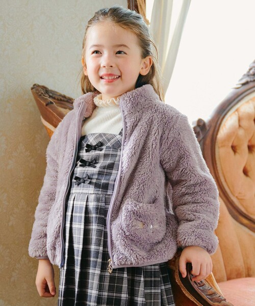 ★美品★アナスイミニ＊ネコポケット＊リバーシブルブルゾン＊L/135cm ネコ耳3WAYブルゾン(90cm ラベンダー): キッズ - ナルミヤ