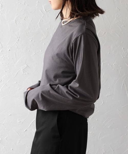Bonjour Sagan（ボンジュールサガン）の「バックカットアウトデザインロンT（Tシャツ/カットソー・レディース・チャコールグレー/ブラック/キナリ・FREE）」の20枚目の写真