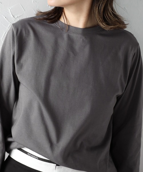 Bonjour Sagan（ボンジュールサガン）の「バックカットアウトデザインロンT（Tシャツ/カットソー・レディース・チャコールグレー/ブラック/キナリ・FREE）」の22枚目の写真