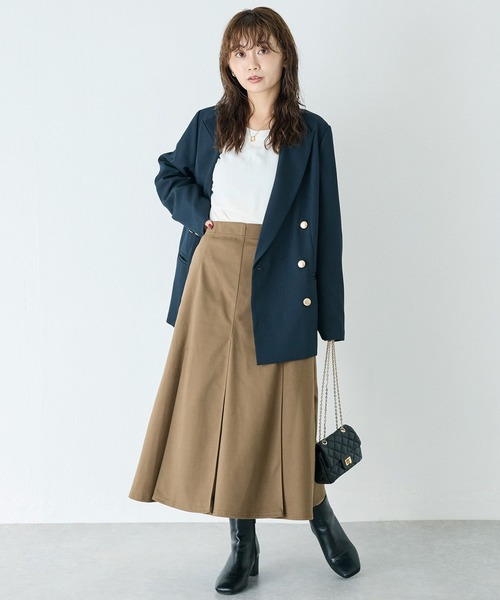 LAVEANGE（ラビアンジェ）の「ミディ丈タックスカート（スカート・レディース・グレー/ブラック/ブラウン・5L/4L/M/3L/LL）」の8枚目の写真