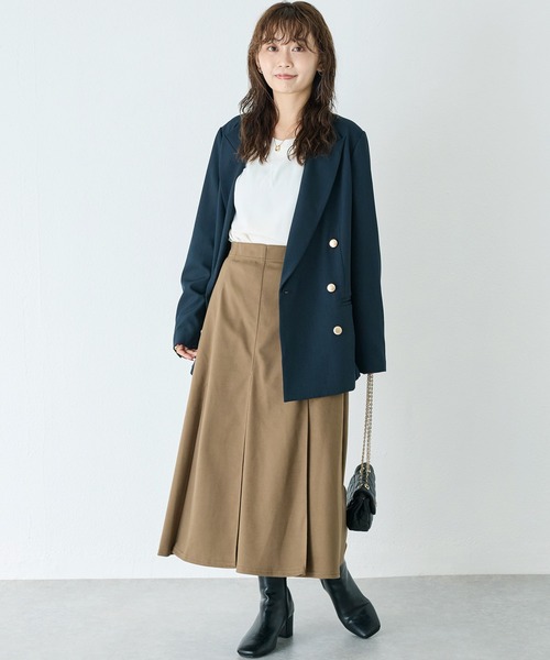 LAVEANGE（ラビアンジェ）の「ミディ丈タックスカート（スカート・レディース・グレー/ブラック/ブラウン・5L/4L/M/3L/LL）」の9枚目の写真