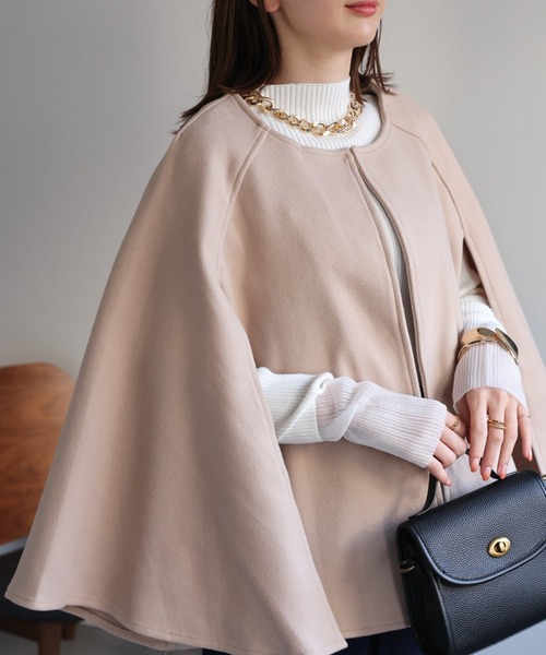 sakishimatokyo（サキシマトーキョー）の「フェイクウール フレア切り替えポンチョ/ケープ（ポンチョ・レディース・ブラック/チャコール/ベージュ/ブラウン・FREE）」の13枚目の写真