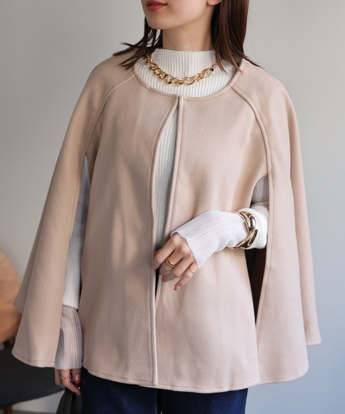 sakishimatokyo（サキシマトーキョー）の「フェイクウール フレア切り替えポンチョ/ケープ（ポンチョ・レディース・ブラック/チャコール/ベージュ/ブラウン・FREE）」の15枚目の写真