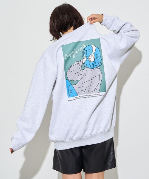 WEGO(ウィゴー)の「WEGO/ガールイラストグラフィックプルオーバー(スウェット・メンズ・チャコールグレー/アッシュグレー/ブラウン・MEDIUM/LARGE)」の10枚目の写真