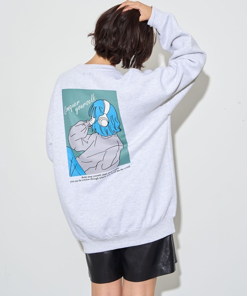 WEGO(ウィゴー)の「WEGO/ガールイラストグラフィックプルオーバー(スウェット・メンズ・チャコールグレー/アッシュグレー/ブラウン・MEDIUM/LARGE)」の11枚目の写真
