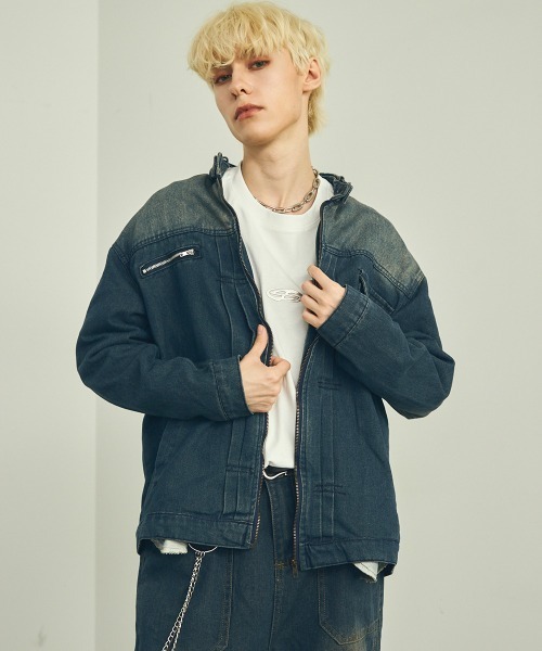ヴィンテージ　セットアップ セール】ビンテージウォッシュジップアップデニムジャケット