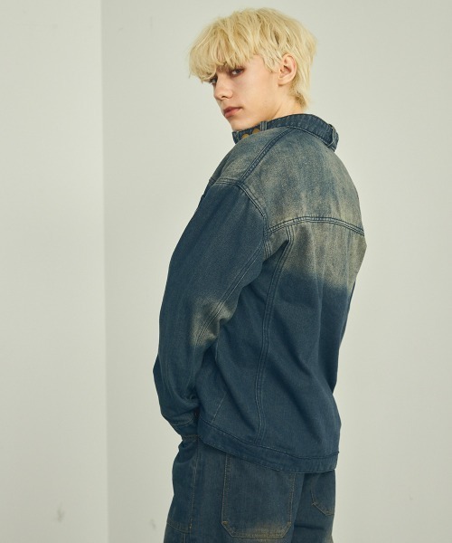 【セール】ビンテージウォッシュジップアップデニムジャケット セットアップ対応（デニムジャケット）｜Shoowtime（ショウタイム）