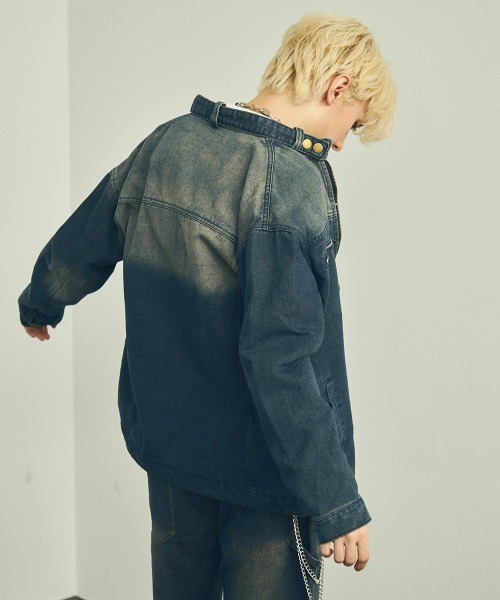 【セール】ビンテージウォッシュジップアップデニムジャケット セットアップ対応（デニムジャケット）｜Shoowtime（ショウタイム）