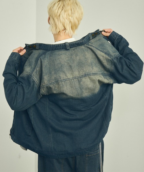 【セール】ビンテージウォッシュジップアップデニムジャケット セットアップ対応（デニムジャケット）｜Shoowtime（ショウタイム）