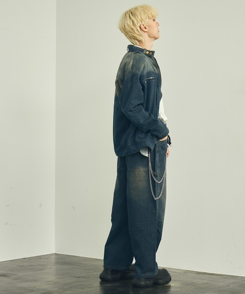 【セール】ビンテージウォッシュジップアップデニムジャケット セットアップ対応（デニムジャケット）｜Shoowtime（ショウタイム）