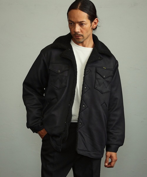 Wrangler（ラングラー）の「Wrangler/ラングラー レザーライク ボアランチコート 内側ボアで暖かい（その他アウター・メンズ・ブラック/オフホワイト・SMALL/MEDIUM/LARGE/X-LARGE）」の15枚目の写真