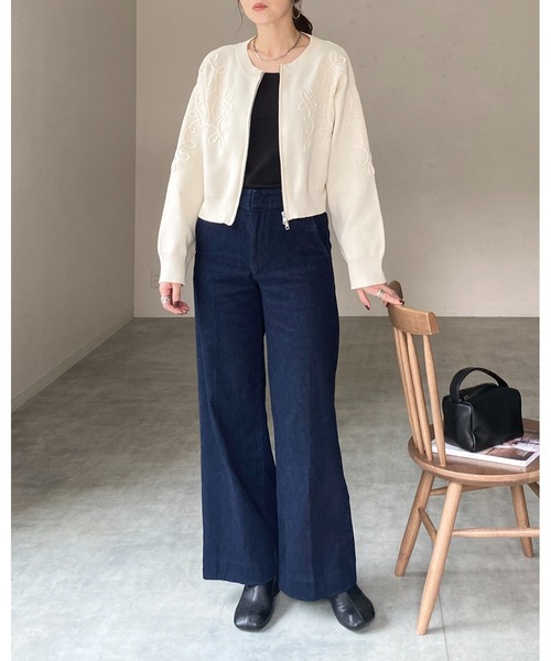 She's Closet(シーズクローゼット)の「コード刺繍ライン柄長袖ジップニットカーディガン&ロングスカートセットアップ(セットアップ・レディース・アイボリー/ブラック/チャコールグレー/ブラウン・FREE)」の22枚目の写真