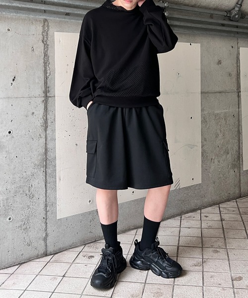 Figments（フィグメンツ）の「スウェットカーゴハーフパンツ（カーゴパンツ・レディース・ブラック/杢グレー・FREE）」の7枚目の写真