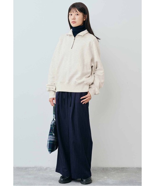 THREE FIFTY STANDARD（スリーフィフティースタンダード）の「ＴＨＲＥＥ　ＦＩＦＴＹ　ＳＴＡＮＤＡＲＤ　小谷実由さんと作った衿開けてきたいハーフジップスウェット〈オートミール〉（スウェット・レディース・オートミール・M/L/LL/3L）」の7枚目の写真
