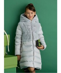9月6日まで出品　kate spade NEW YORK ファーダウンコート 定価3.5万ケイトスペードファーダウンコートピンクゴールドロゴ