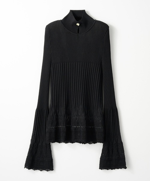 MURRAL（ミューラル）の「【MURRAL/ミューラル】Emerge flower knit top/フラワーレースニット（ニット/セーター・レディース・ライトグレー/ブルー/ブラック・1/2）」の2枚目の写真