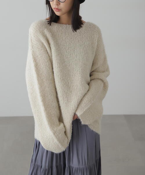 FREE'S MART（フリーズマート）の「◆ラメミックスブークレー畦ニット（ニット/セーター・レディース・イエロー/ピンク/ホワイト/グレー・FREE）」の2枚目の写真