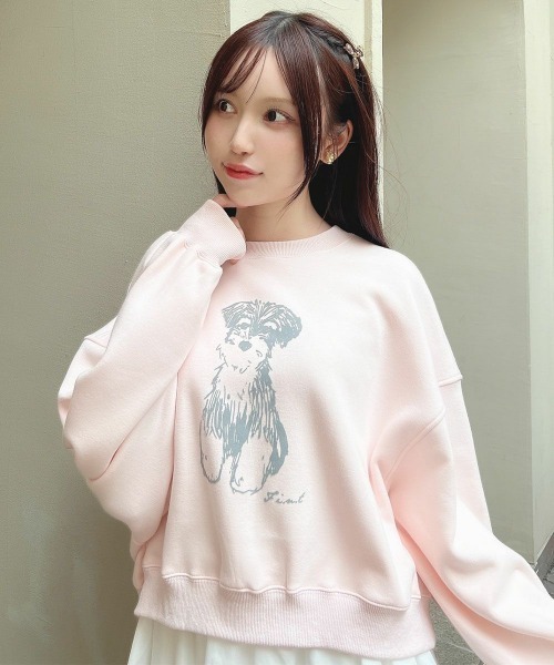 F i.n.t（フィント）の「シュナウザープリントスウェット（スウェット・レディース・ライトグレー/アイボリー/ライトピンク・FREE）」の3枚目の写真