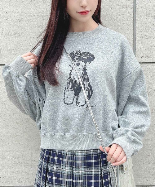 F i.n.t（フィント）の「シュナウザープリントスウェット（スウェット・レディース・ライトグレー/アイボリー/ライトピンク・FREE）」の2枚目の写真