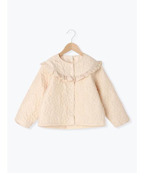 Samansa Mos2 Lagom（サマンサモスモスラーゴム）の「【撥水】花柄キルトジャケット（ノーカラージャケット・キッズ・モカ/キナリ・M/S/XL/L）」の4枚目の写真