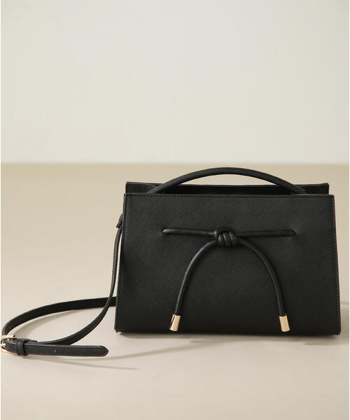 NATURAL BEAUTY BASIC（ナチュラルビューティーベーシック）の「◇ノットリボンワイドハンドバッグ（ハンドバッグ・レディース・ブラック/ベージュ・ﾌﾘ-）」の3枚目の写真
