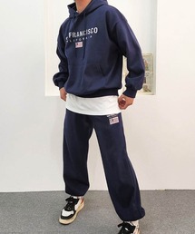 【上下2点セット】SANFRANCISCO刺繍ロゴ上下スウェットセットアップ ルームウェアパーカー