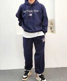 【上下2点セット】SANFRANCISCO刺繍ロゴ上下スウェットセットアップ ルームウェアパーカー