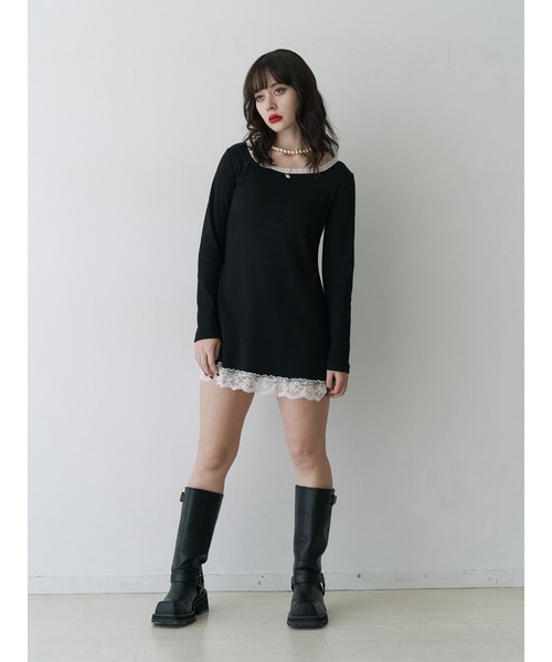 【ZOZOTOWN限定】ローズモチーフレースドッキングミニワンピース セール】【ZOZOTOWN限定】ローズモチーフレースドッキングミニ