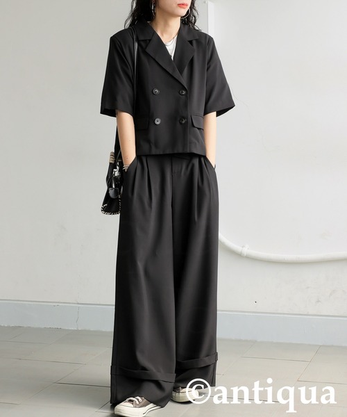 antiqua(アンティカ)の「ロールアップワイドパンツ(その他パンツ・レディース・ベージュ/ブラック・MEDIUM/LARGE)」の4枚目の写真
