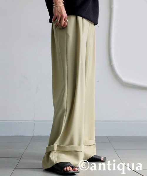 antiqua(アンティカ)の「ロールアップワイドパンツ(その他パンツ・レディース・ベージュ/ブラック・MEDIUM/LARGE)」の10枚目の写真