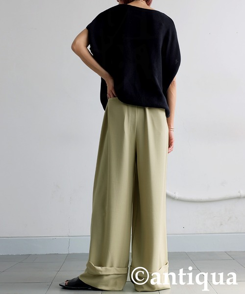antiqua(アンティカ)の「ロールアップワイドパンツ(その他パンツ・レディース・ベージュ/ブラック・MEDIUM/LARGE)」の11枚目の写真