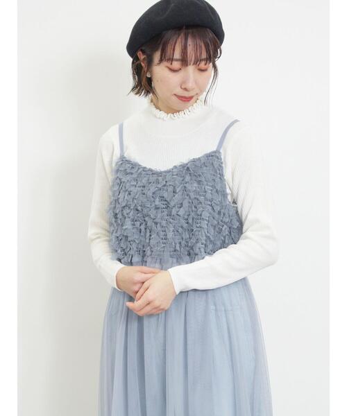 Samansa Mos2(サマンサ モスモス)の「【マシンウォッシャブル】ニットリブフリルタートルネック(ニット/セーター・レディース・グリーン/ブラック/オフホワイト/ブルー・F)」の13枚目の写真