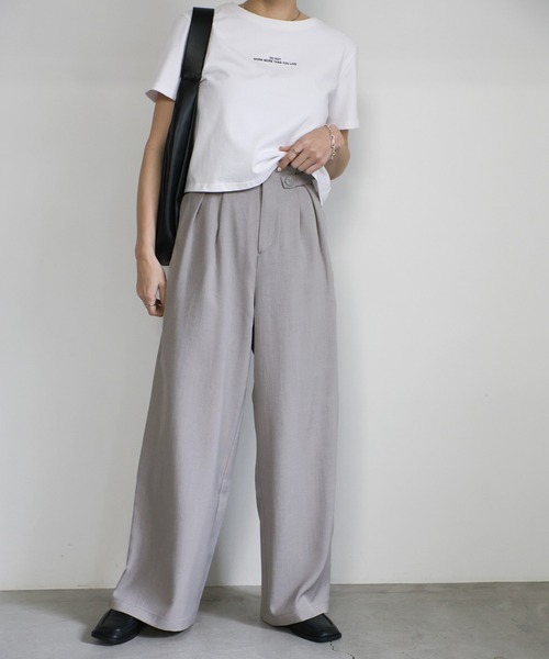 select MOCA(セレクトモカ)の「サイドベルトボタンワイドパンツ(スラックス・レディース・ブラック/オフホワイト/ライトグレー・MEDIUM/LARGE)」の7枚目の写真