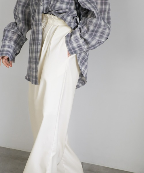 select MOCA(セレクトモカ)の「サイドベルトボタンワイドパンツ(スラックス・レディース・ブラック/オフホワイト/ライトグレー・MEDIUM/LARGE)」の19枚目の写真