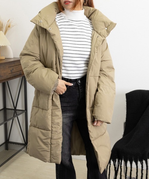 Miniministore（ミニミニストア）の「フェイクダウンコート 中綿 ロングコート（ダウンジャケット/コート・レディース・アイボリー/ブラック/ベージュ・L/M）」の16枚目の写真
