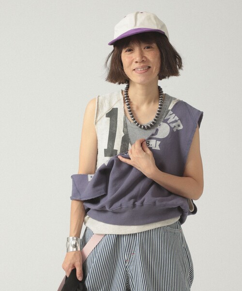 BEAMS BOY（ビームスボーイ）の「カットオフ スウェット ベスト（ベスト・レディース・ナチュラル/バイオレット・ONE SIZE）」の6枚目の写真