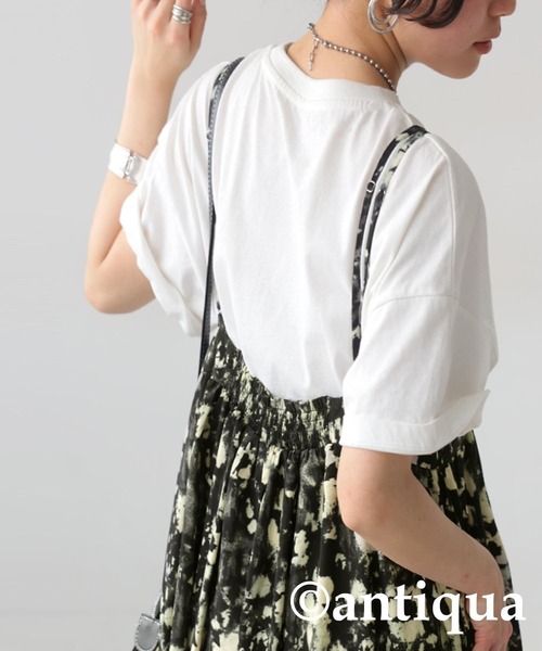 antiqua アンティカ 花柄キャミサロペット 花柄レトロ フリーサイズ 花柄キャミサロペット（サロペット/オーバーオール）｜antiqua