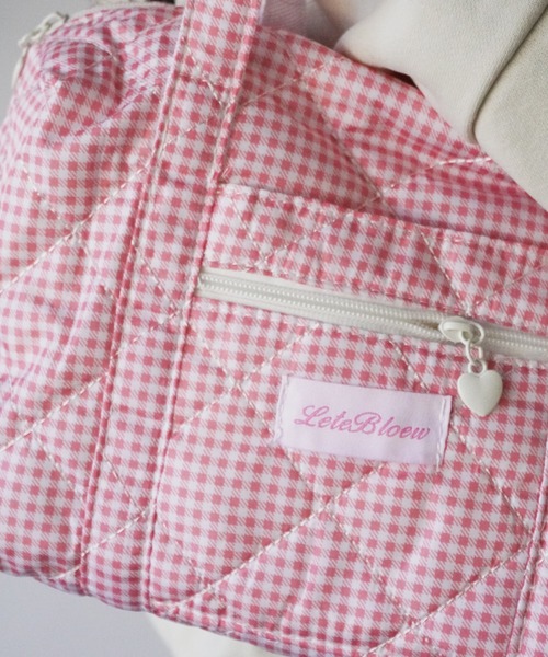 Port（ポート）の「【 SORUTT / ソルト 】 刺繍ダイヤモンドグリッド ガーリー トートバッグ / ショートトリップ 旅行バッグ 大容量（トートバッグ・レディース・ホワイト系その他2/ホワイト/ホワイト系その他/ピンク/ピンク系その他/ブラック・FREE）」の10枚目の写真