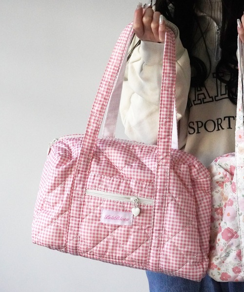 Port（ポート）の「【 SORUTT / ソルト 】 刺繍ダイヤモンドグリッド ガーリー トートバッグ / ショートトリップ 旅行バッグ 大容量（トートバッグ・レディース・ホワイト系その他2/ホワイト/ホワイト系その他/ピンク/ピンク系その他/ブラック・FREE）」の15枚目の写真